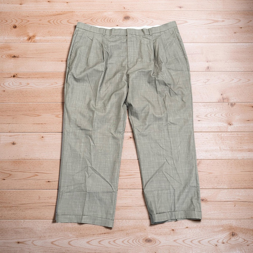 Vinci Italiana Mens Dress Pants 50x32 Tan Pleated Cuffed Big & Tall (Tag 52R)